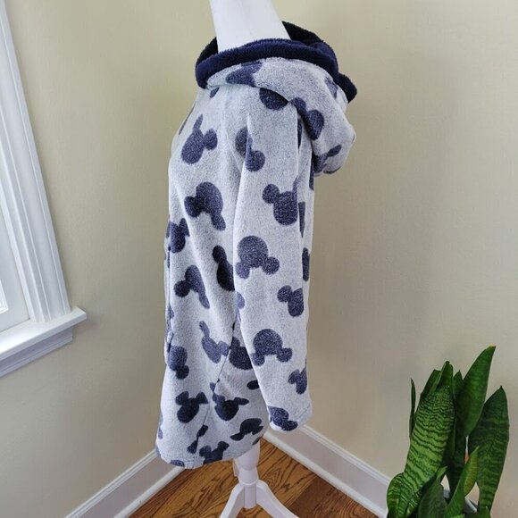 Disney Mickey Mouse Lounge Hoodie Fleece Sweatshirt Robe Blue Size Small - Picture 4 of 14